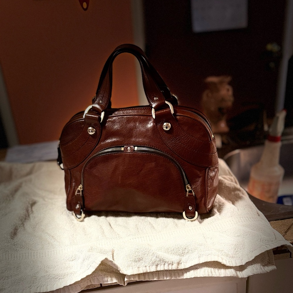 Vintage Bally Brown Leather Satchel – Structured Tote, Dual Handles - Picture 3 of 14
